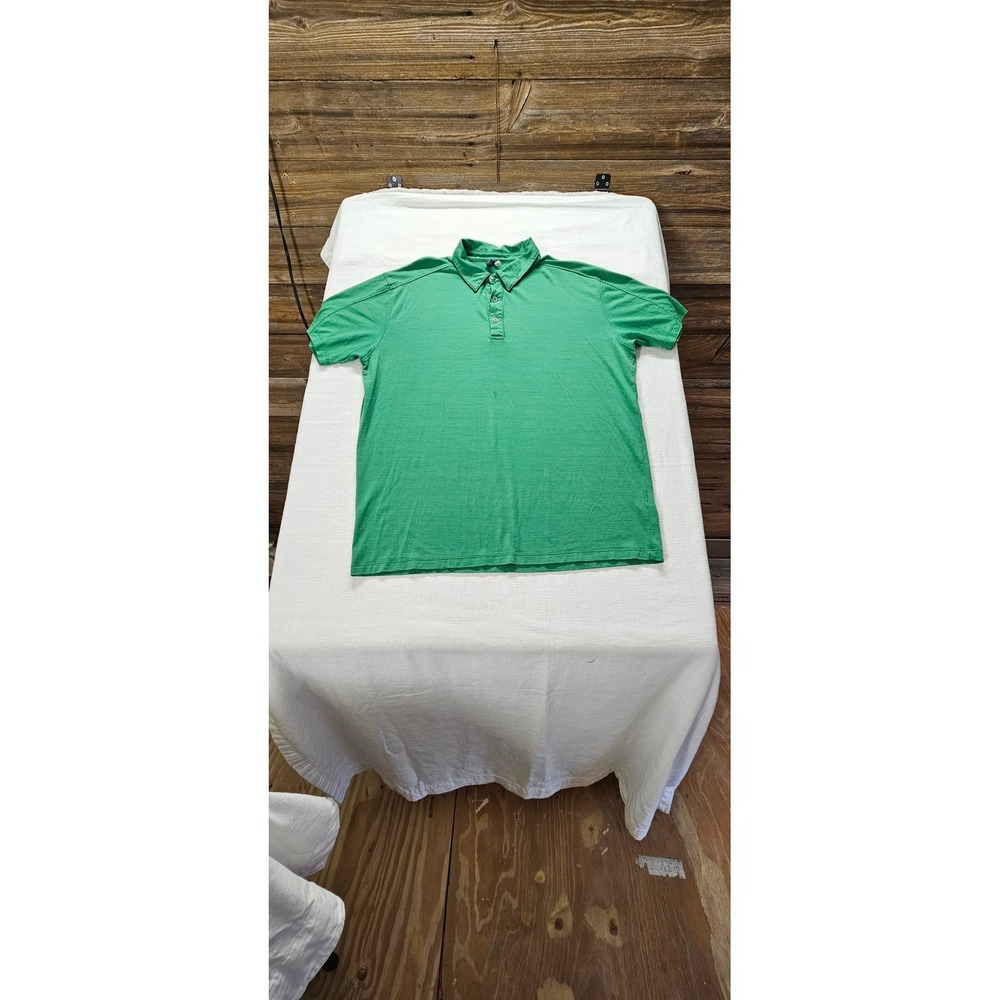Ibex Mens Merino Wool Short Sleeve Polo Shirt Green Size Large USA Made
